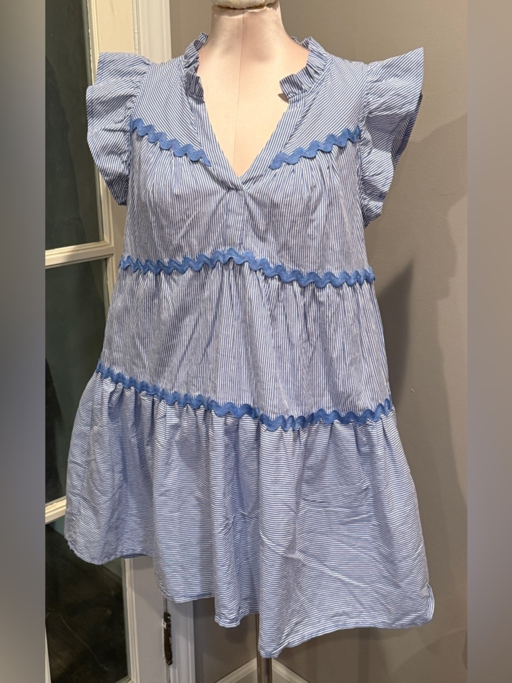 Umgee Blue and White Striped Mini Dress - Picture 4 of 11